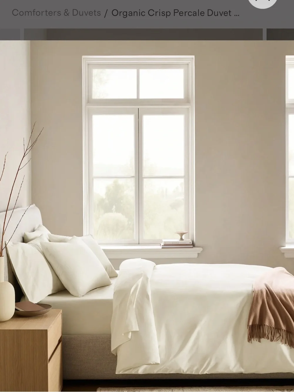 NWT Quince Luxury Organic Crisp Percale Ivory Duvet Cover!